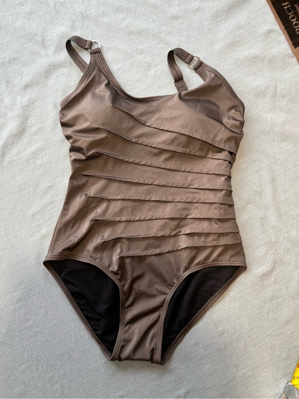 Calvin Klein Metallic Taupe One-Piece Swimsuit